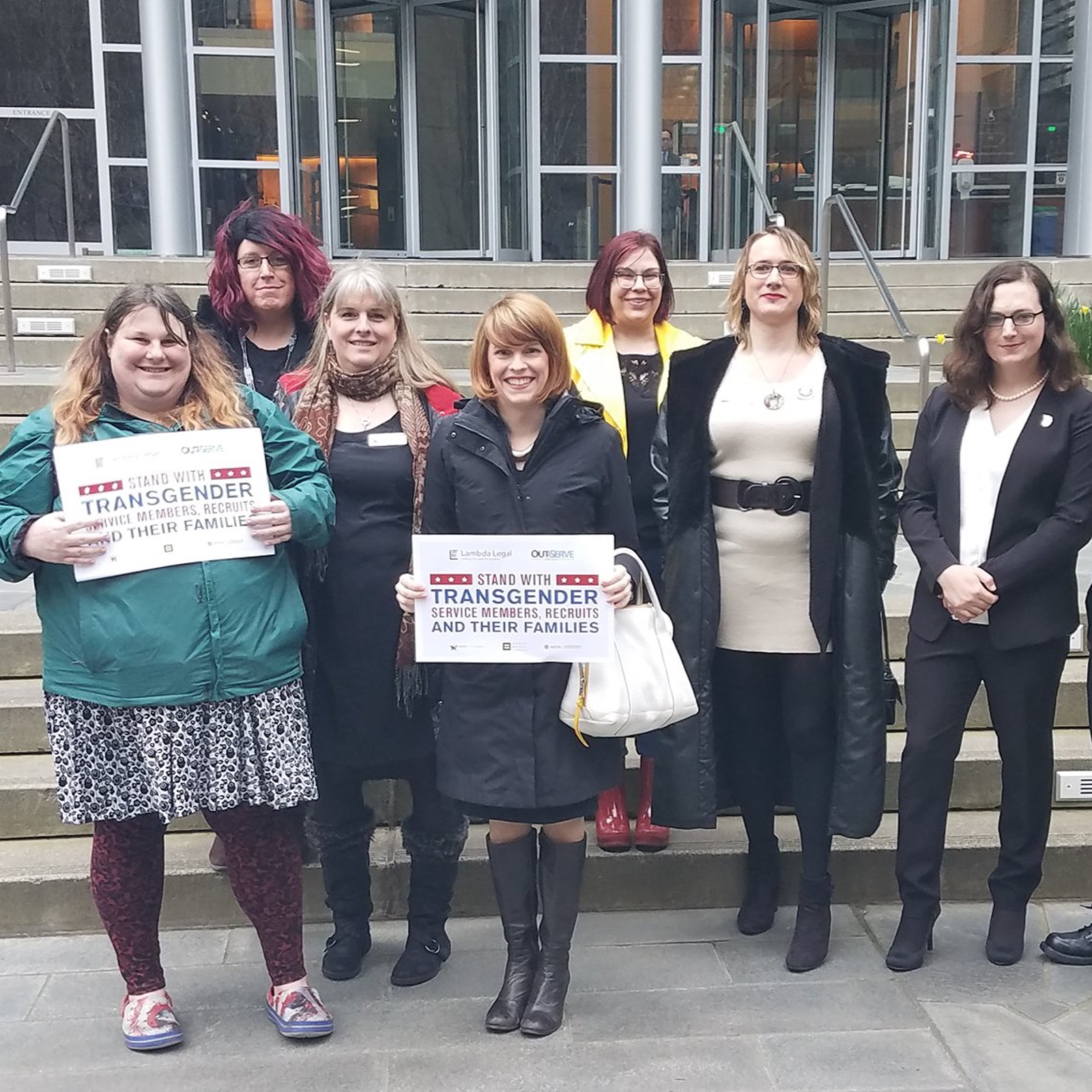 GJL board members and staff during Trump admin trans military ban lawsuit, 2018